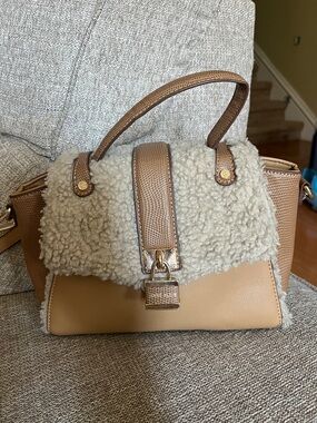 Anne Klein Satchel with Shearling Trim